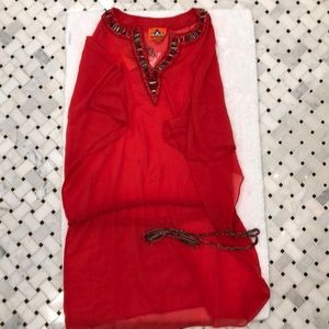 Pia pauro xs red caftan dress